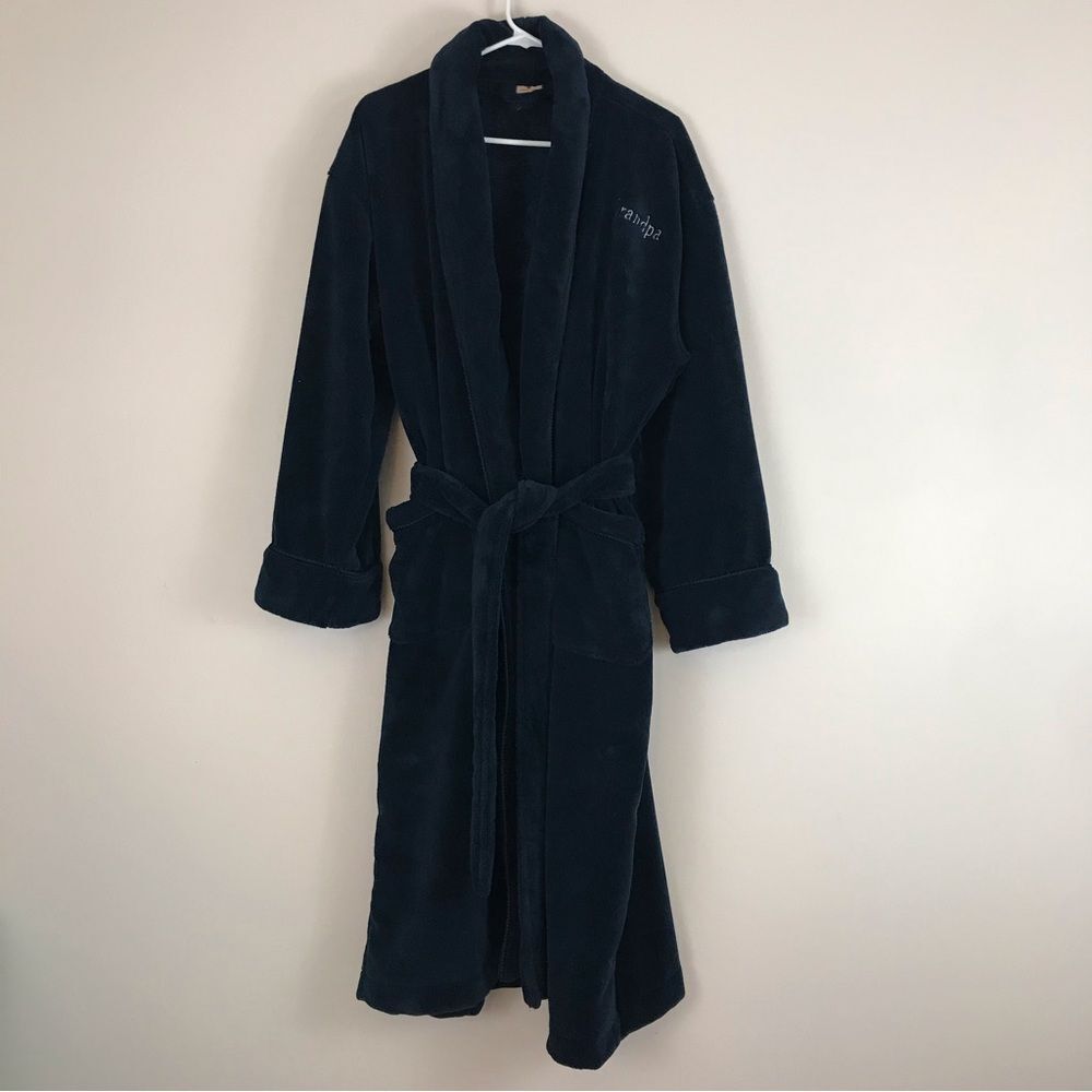 Red Envelope Navy Blue Bathrobe Embroidered Grandpa Monogrammed Gift Robe Men's